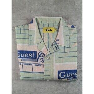 Duvin Guest Check Bar Tab Button Up Shirt Mens S Novelty Print NWT